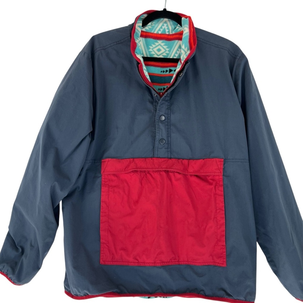 Stoic Reversible Blue Pullover Jacket Fleece Azte… - image 3